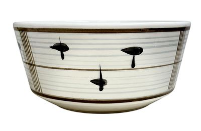 קערת קרמיקה ישראלית מצוירת ביד תוצרת פל קרמיק. גובה 11 ס"מ, קוטר 23.5 ס"מ, חתומה