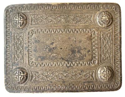 אבזם חגורה סקוטי מסורתי מצופה כסף מתקופת אמצע המאה ה20. 68x90 מ"מ