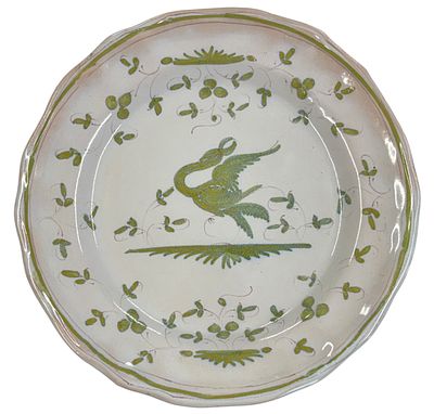צלחת קרמיקה פאיאנס ממואסטייה (Moustiers faience plate) עתיקה מהעיר Moustiers Sainte Maria 