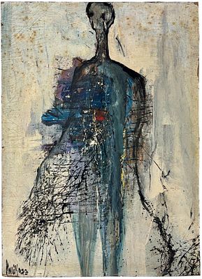 Pollak - דמות בדיונית, שמן על קרטון, 70x5 ס"מ, חתום, פגמים