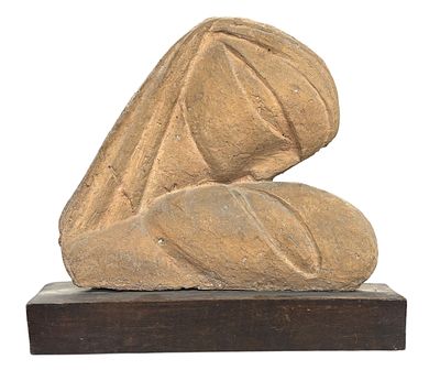 משה שטרנשוס (1992–1903) - זוג אוהבים, פסל חמר על בסיס עץ. פסל זהה מנחושת מופיע בספר תערוכת 