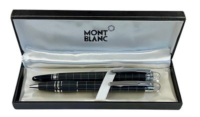 זוג עטי Montblanc כדוריים מסדרת Starwalker תוצרת גרמניה מתחילת שנות ה2000, נתונים בקופה המקורית