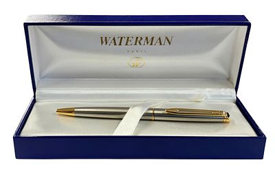 עט כדורי תוצרת Waterman צרפת במצב חדש בקופסה המקורית, אורך העט 13 ס"מ, עובדת תקין