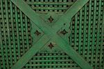 Antique Architectural Wood Gate. A good antique painted wood garden gate with decorated crest Image - 2