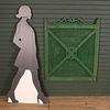 Antique Architectural Wood Gate. A good antique painted wood garden gate with decorated crest Image - 4