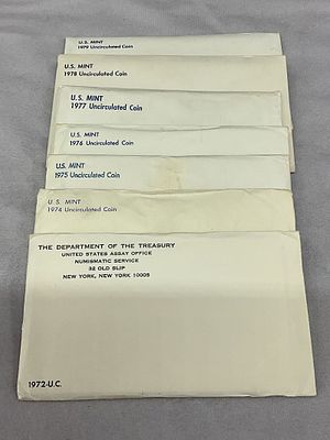 1970's Uncirculated U.S. Coin Currency Sets, 7. 7 US Mint uncirculated coin sets, 1972, 74, 75