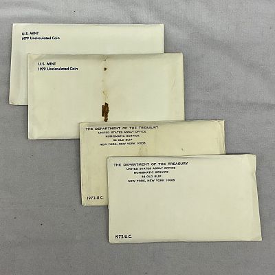 4 1970's Uncirculated U.S. Coin Currency Sets. 4 US Mint uncirculated coin sets, 2 from 1972, 2