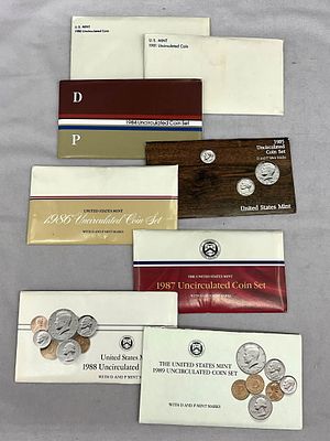 1980's Uncirculated U.S. Coin Currency Set. 1980's Uncirculated coin sets, 1980, 81, 84, 85, 86