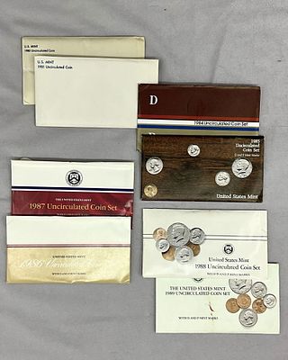 1980's Uncirculated U.S. Coin Currency Set. 1980's Uncirculated coin sets, 1980, 81, 84, 85, 86