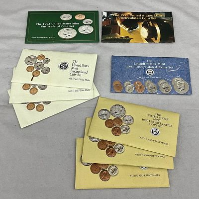 Mixed 1990's Uncirculated U.S. Coin Currency Sets. Selection of 1990's Uncirculated coin sets, 3