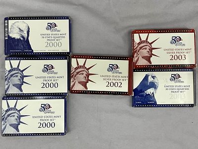 Collection Of Early 2000's Coin Sets. 6 2000's coin proof sets. 2 2000 US Mint proof sets, 2000