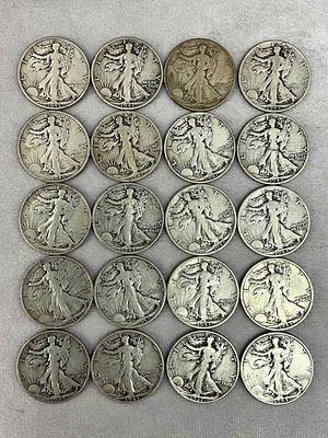 Standing Liberty Half Dollars, 20. U.S. Coin Currency, Walking Liberty silver half dollars, one