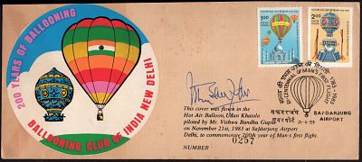 ASM 68406K 1983 200 Years Of Ballooning Cour Autograph by Pilot Vishaw Bondu Gupta