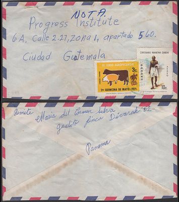 ASM 1015 Panama Gandhi Centenary Stamp Used On Cover To Guatamala.