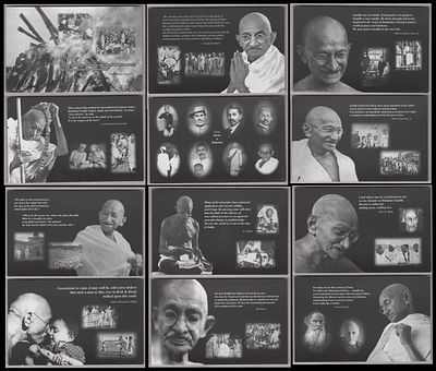 ASM 1024 A Set Of 12 Vintage Gandhi Post Cards With His Quatition & Various Historical Writ-ups.