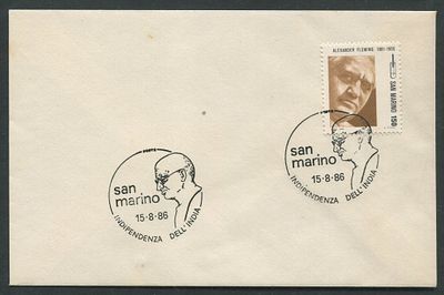 ASM - 1034 Sam Marino 1986 Gandhi Special Cancelled Cover