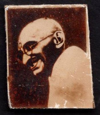 ASM - 1040 Vintage Gandhi Miniature Original Photo 7mm x 10mm Meant For Cufflinks. Extremely Rare.