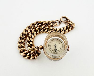 Tourneau Gold-Filled Watch Pendant Bracelet. Gold-filled bracelet with a lucite Tourneau watch 