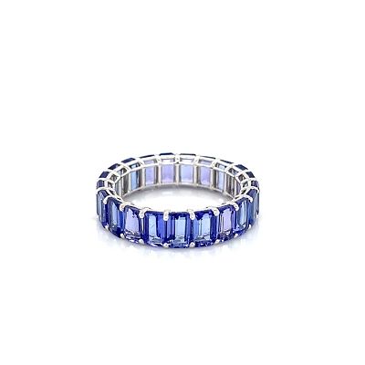 14k Emerald Cut Tanzanite Eternity Band. 14k white gold eternity band featuring emerald cut 