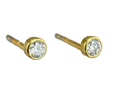 14k Bezel Set Diamond Studs, 0.12ctw. 14k bezel set diamond stud earrings, 0.12ctw (2.5mm), D-F 
