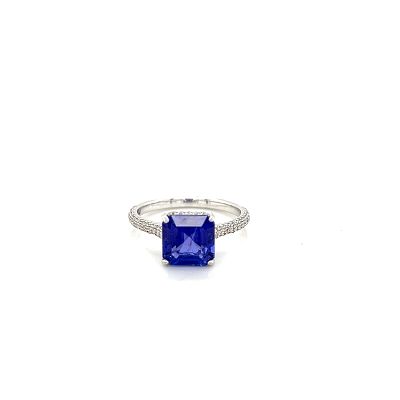 14k Tanzanite & Diamond Ring. 14k white gold ring set with a 2.76ct tanzanite with 0.52ctw round 