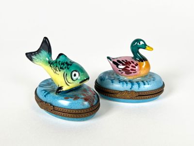 Two Tiffany & Co. Limoges France Trinket Boxes. Two Tiffany & Co. Limoges France porcelain 