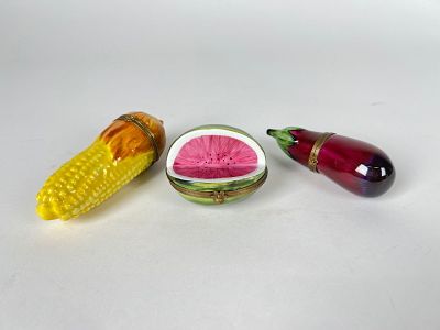 Three Tiffany & Co. Limoges France Hand-Painted Trinket Boxes. Three Limoges France trinket 