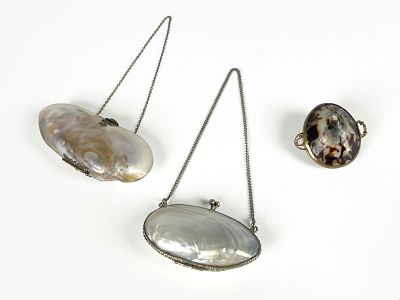 Group of Three Shell Trinket Boxes. Group of three shell trinket boxes. 
Longest Length: 4” 