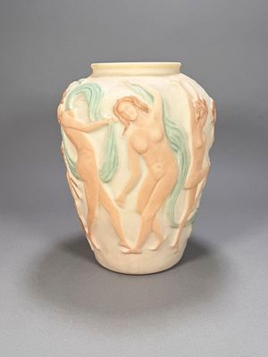 Consolidated Art Glass "Dancing Nymphs" Vase. Phoenix Consolidated Art Glass vase in Dancing 