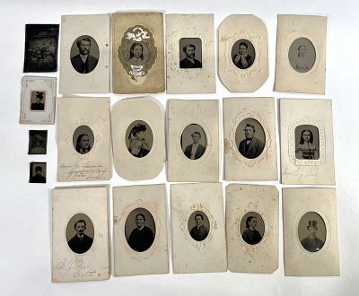 Nineteen Tintype/Ferrotype Portrait Photographs. Nineteen tintype and ferrotype portrait 