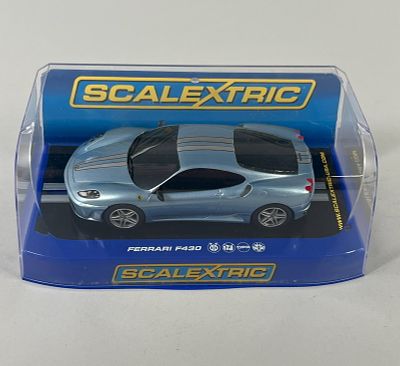 Scalextric Ferrari F430 Azzurro Met 1/32 Slot Car, presented in its original blue and clear 
