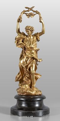 OGGETTISTICA - Figura allegorica scultura in bronzo dorato sec.XIX h.cm.38