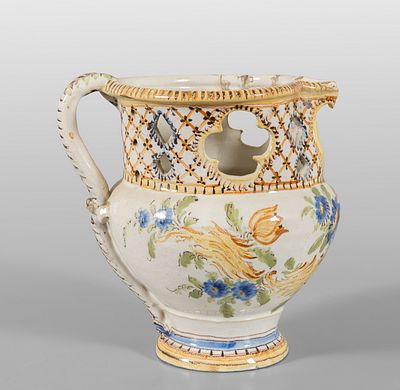 OGGETTISTICA - Brocca 'bevi se puoi' in ceramica decorata in policromia su fondo bianco Savona 