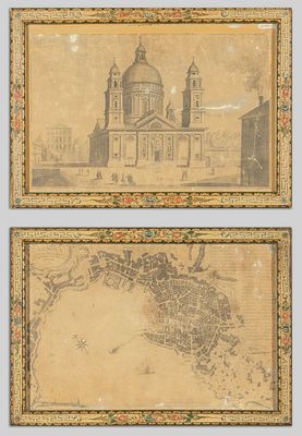 STAMPA - "La Basilica di Santa Maria Assunta di Carignano" e "La citt&agrave; di Genova" due stampe 