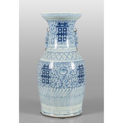 OGGETTISTICA - Vaso in porcellana a decorazione bianca e blu Cina fine sec.XIX h.cm.44