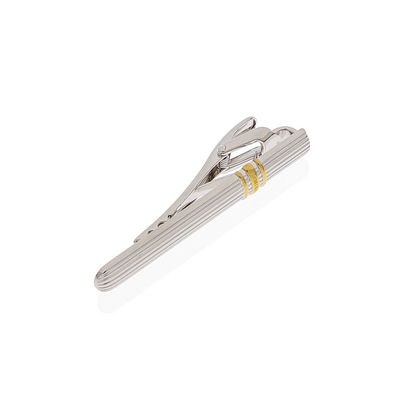 GIOIELLI - MONTBLANC - Fermacravatte in argento 925/000 e oro giallo. Dimensioni 6 x 0 7 cm. Peso 