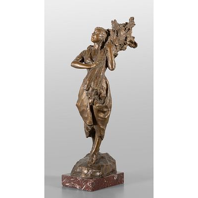SICCARDI GIUSEPPE (1883-1956) - SICCARDI GIUSEPPE (1883-1956) Contadinella scultura in bronzo 