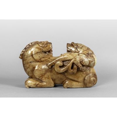 Chiens sculpture en jade Chine29 x 17 cm