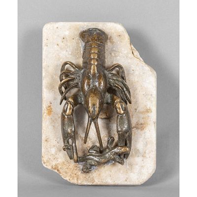 Sculpture en bronze repr&eacute;sentant une langouste luttant contre un l&eacute;zard Padoue, XVIIIe si&egrave;cle15 