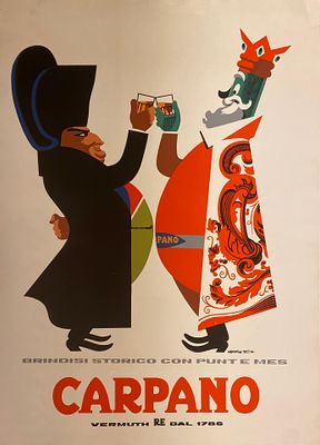 Armando Testa - Carpano (Napoleone). Manifesto originale Offset 1956 100x140 cm Telato Presenti 