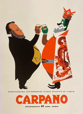 Armando Testa - Carpano (Cavour). Manifesto originaleAnni '50LitografiaTelato70x100cm