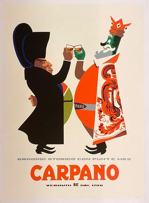 Armando Testa - Carpano (Napoleone). Manifesto originaleAnni '50LitografiaTelato70x100cm