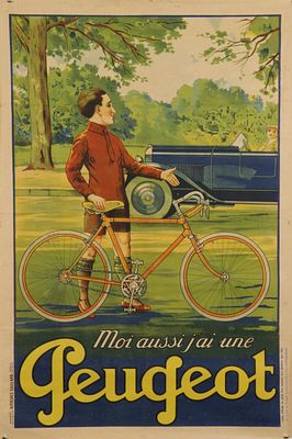 Moi aussi j’ai une Peugeot - Anonimo. Anni '20LitografiaTelatoAffiches Gaillard120x80 cm