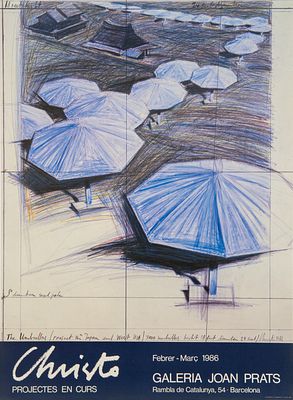 Christo - Projectes en Curs. Manifesto originale Offset 1986 La Poligrafa S.A., Barcelona. 76x56 cm