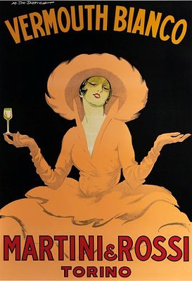 Marcello Dudovich - Vermouth Bianco - Martini & Rossi - Torino. LitografiaAnni '60 (Prima 
