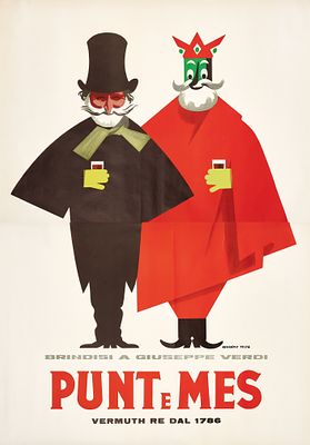 Armando Testa - Punt e Mes (Verdi). Manifesto originaleAnni '50LitografiaComposto da due parti 