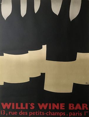 Alberto Bali - Willi's Wine Bar. Manifesto originale creato per il celebre wine bar 