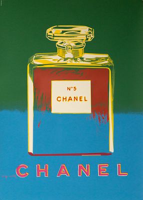 Andy Warhol - Chanel N. 5. Versione blu e verdeSerigrafia su carta opacaOttime condizioniFirma a 