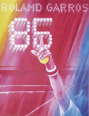 Jacques Monroy - Roland Garros 1985. Manifesto originale75x57 cmOffsetI.M.L. Paris