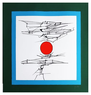 Achille Perilli, Senza titolo - Achille Perilli, Senza titolo litografia cm 40x40 esemplare 5/100